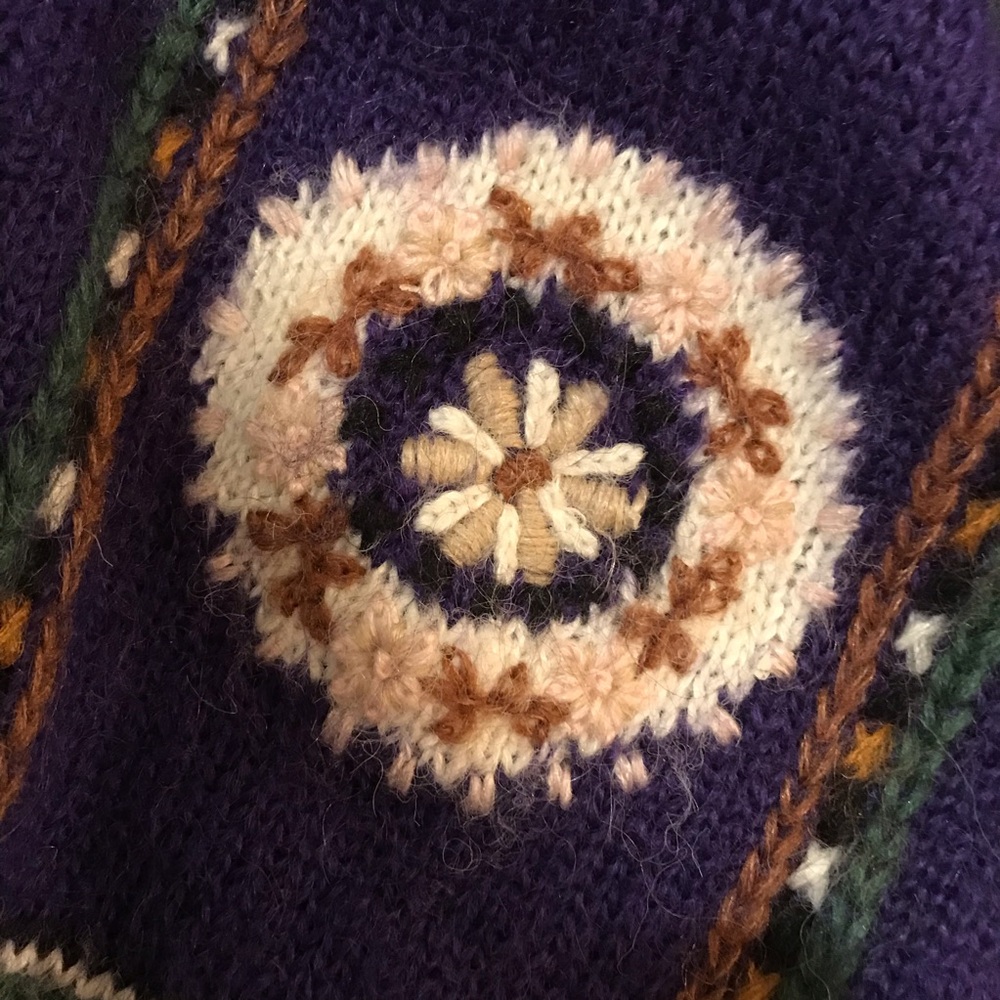Purple Knit Cardi with Geometric Patterns - Picture 5 of 7